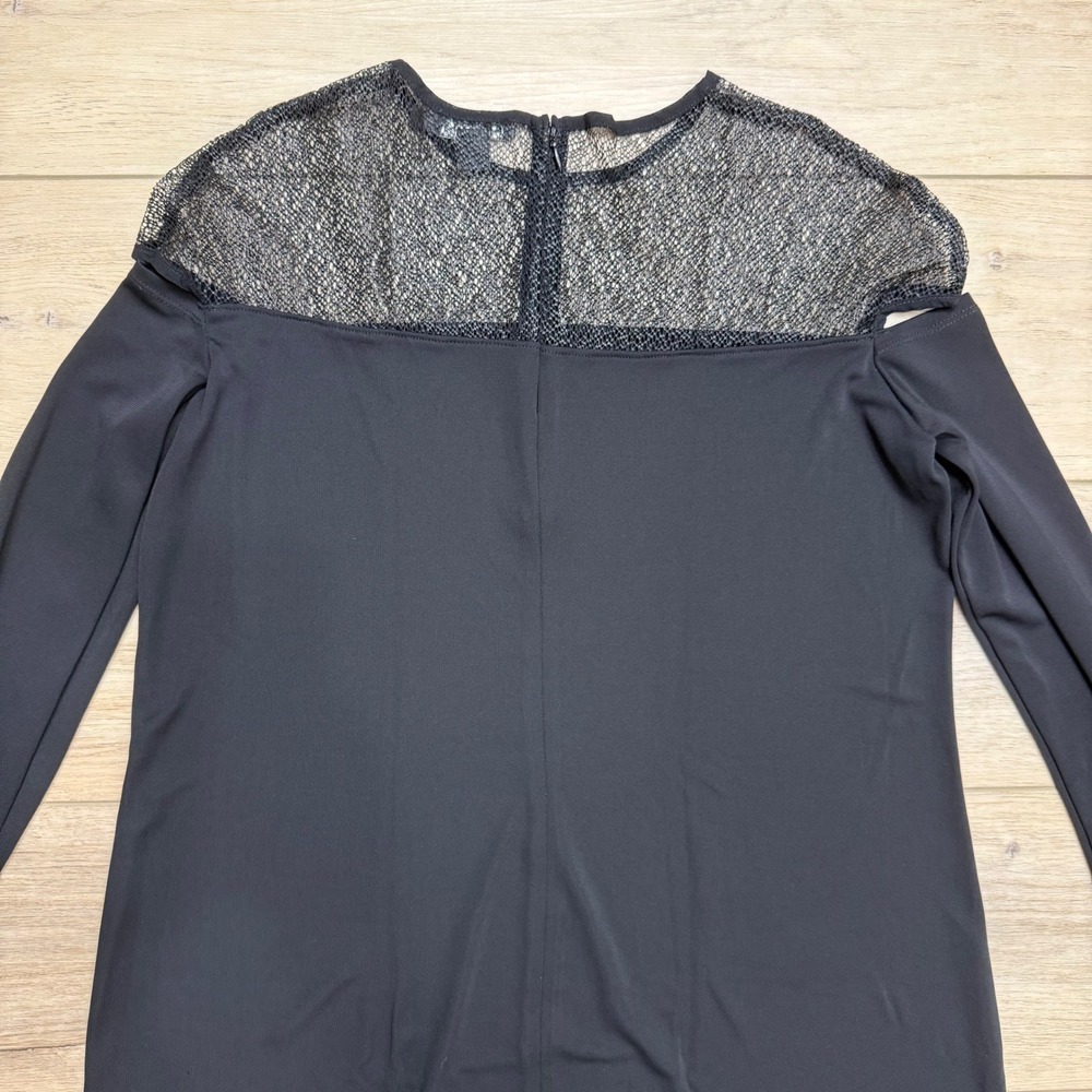 DKNY Womens Black Cold Shoulder Mesh Long Sleeve Dress Whimsigoth Large - Picture 6 of 12
